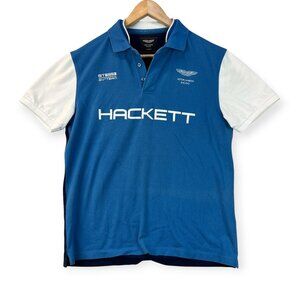 Hackett Aston Martin Racing Polo Shirt GT 1959 24Hr Team Blue Navy White Size Lg